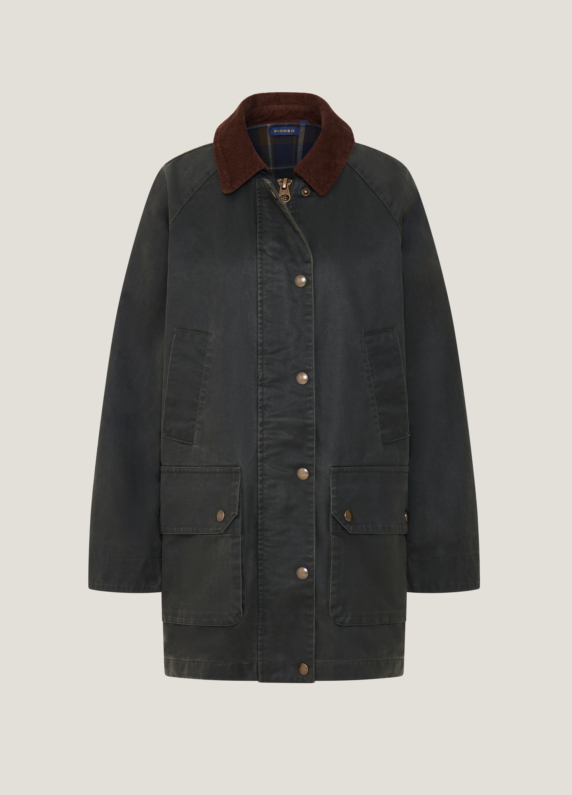 Giacca lunga con colletto in corduroy_0