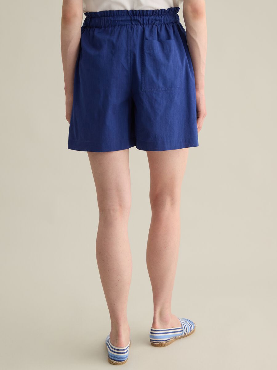 Women's blue pure cotton shorts with regular fit_3