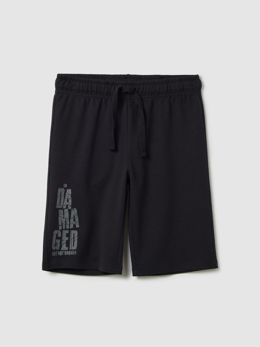 Black French Terry cotton shorts for boys_0