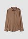 Brown stretch viscose shacket, regular fit_0