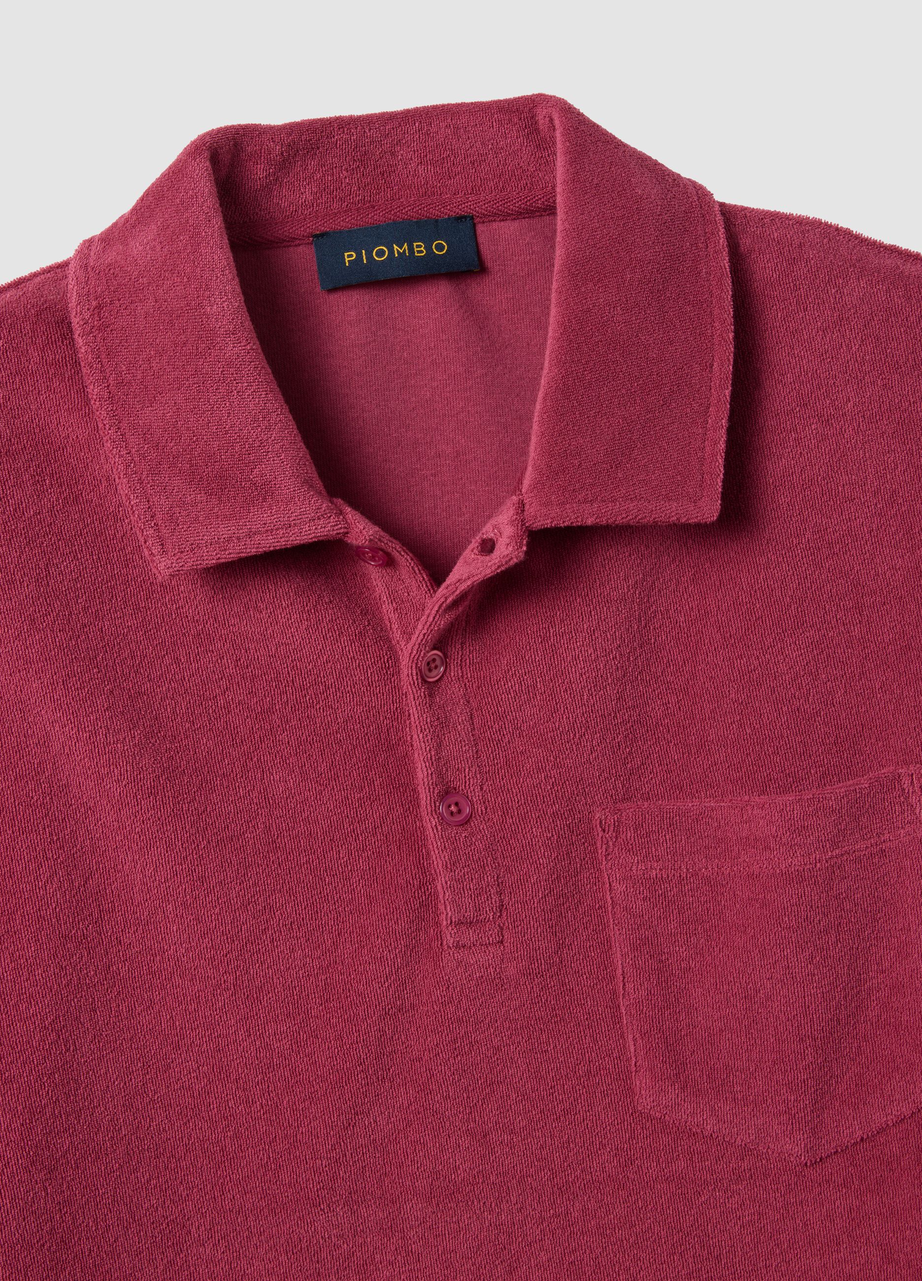 Red cotton-blend polo shirt