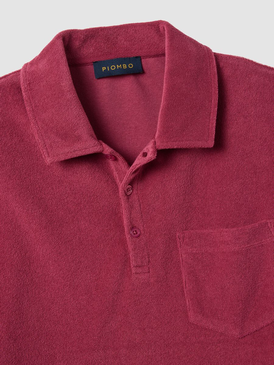Polo rosa in misto cotone regular fit con taschino_5