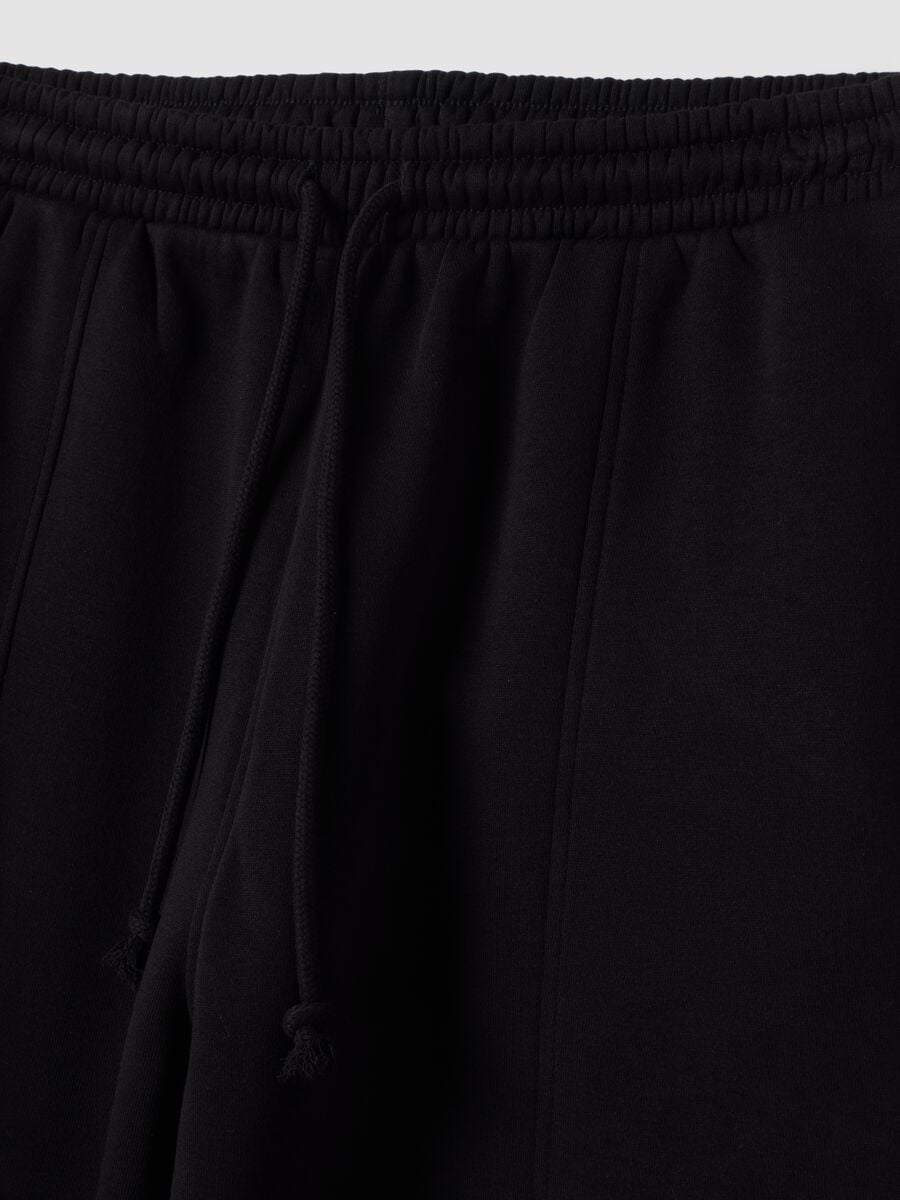 Pantaloni jogger neri in misto cotone con coulisse_1
