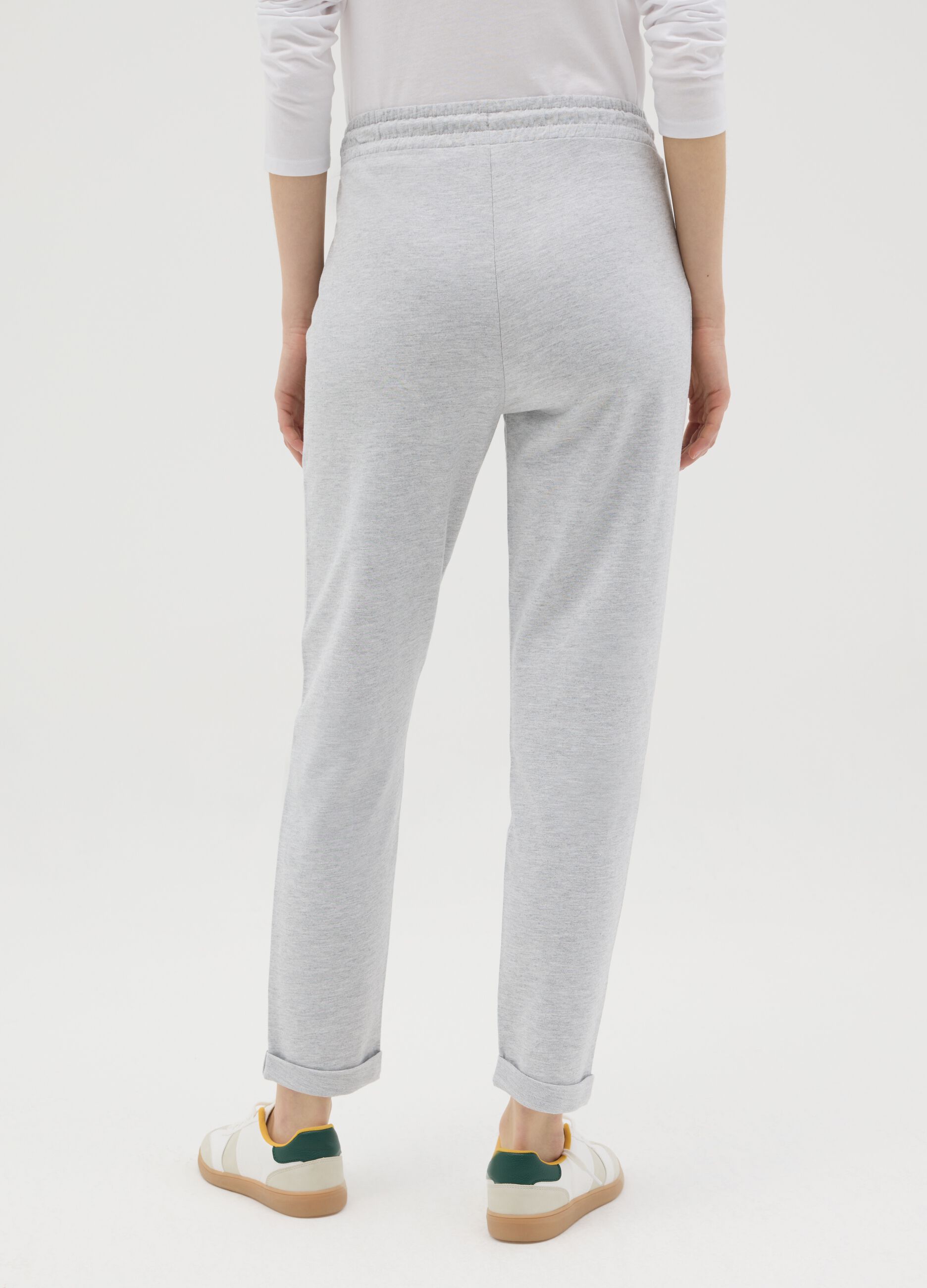 Grey joggers in French terry with drawstring