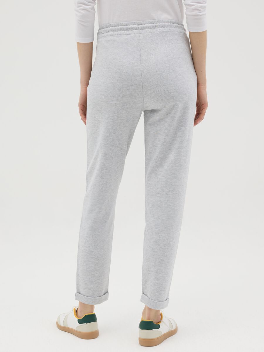Grey joggers in French terry with drawstring_2