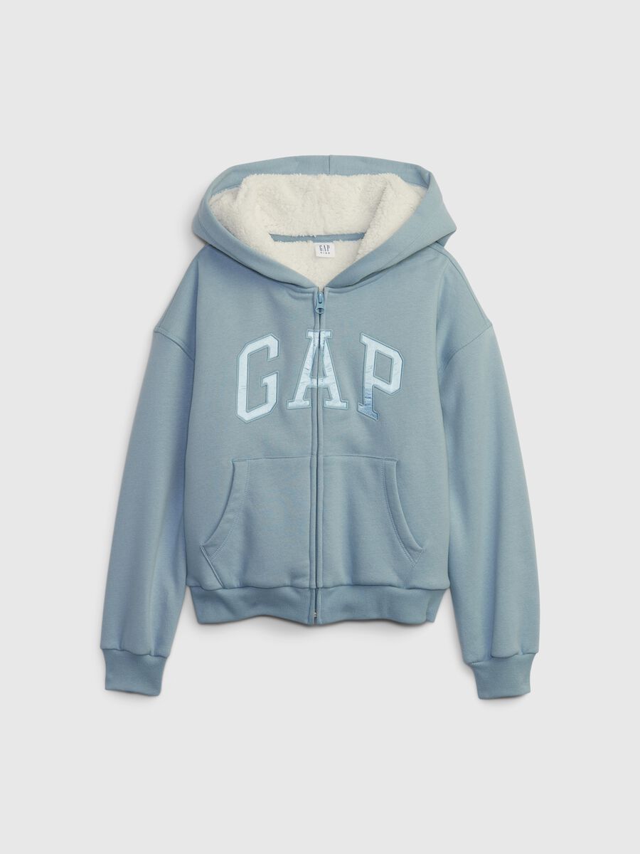 Full-zip ricamo logo effetto metallizzato_0
