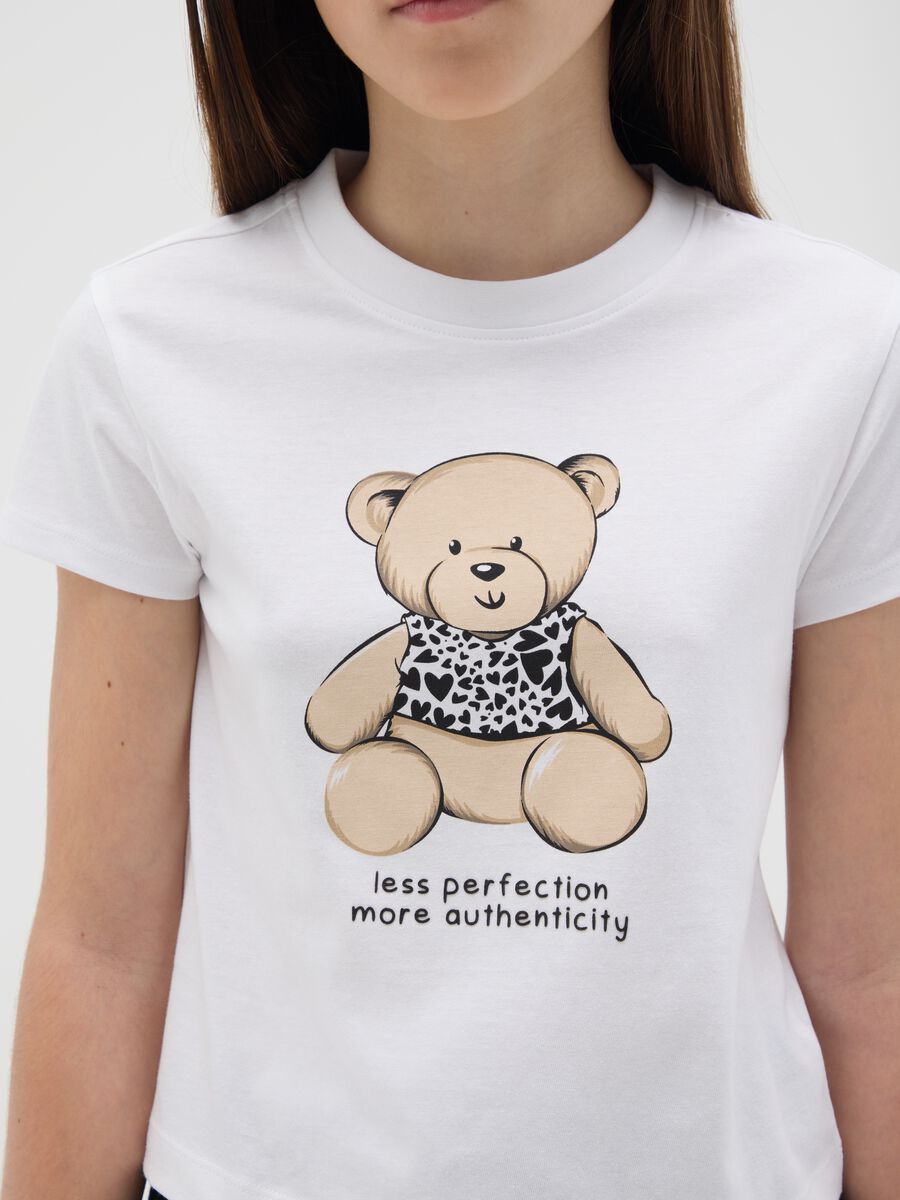 T-shirt da ragazza in puro cotone bianca regular fit_2