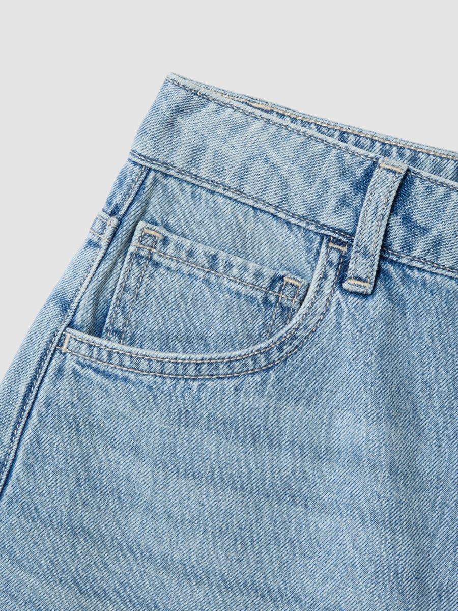 Light blue pure cotton denim shorts_5