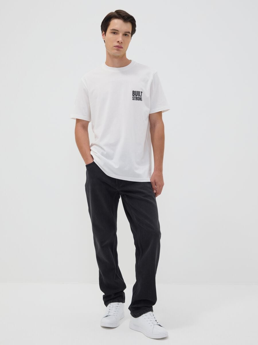 White pure cotton jersey T-shirt with graphic print, regular fit_1
