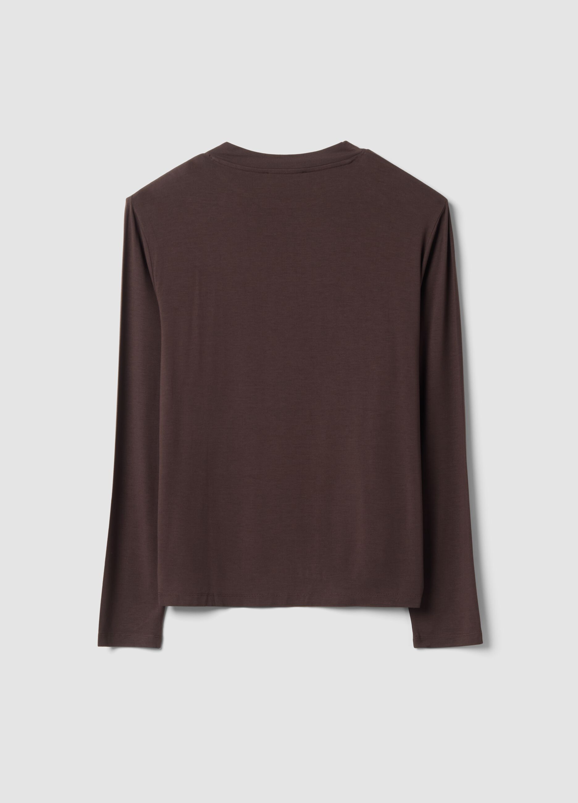Maglia marrone scuro in viscosa elasticizzata regular fit