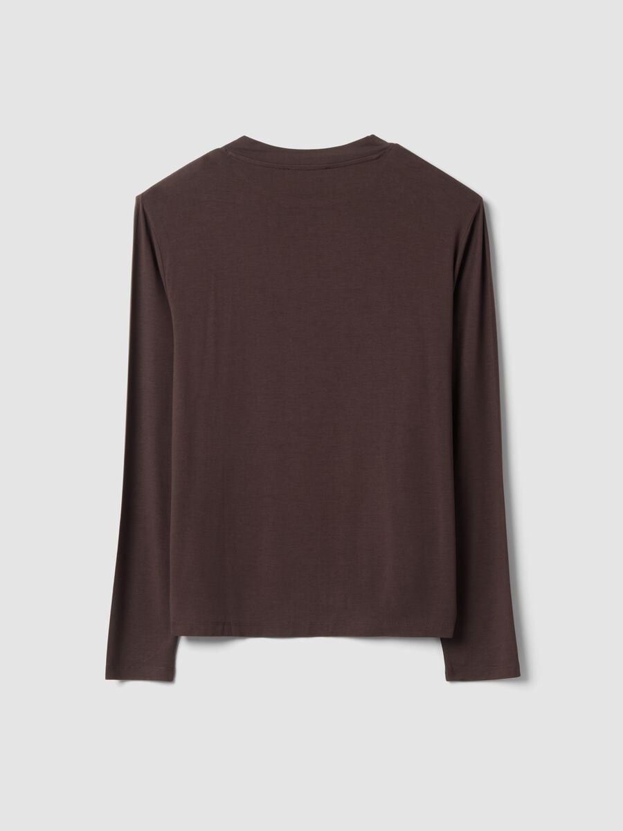 Maglia marrone scuro in viscosa elasticizzata regular fit_2