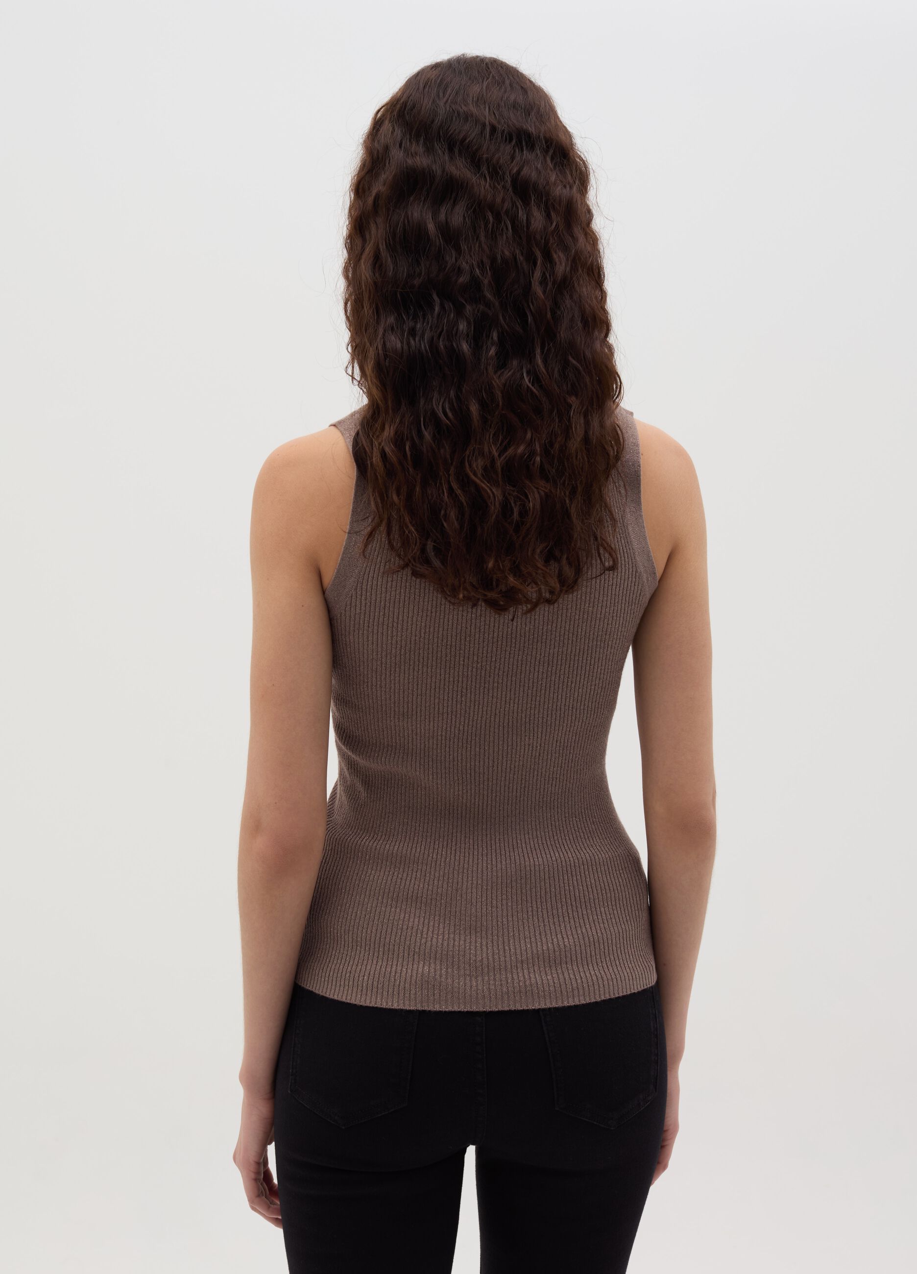 Ribbed lurex tank top