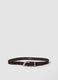 Brown genuine leather belt with metal buckle_0