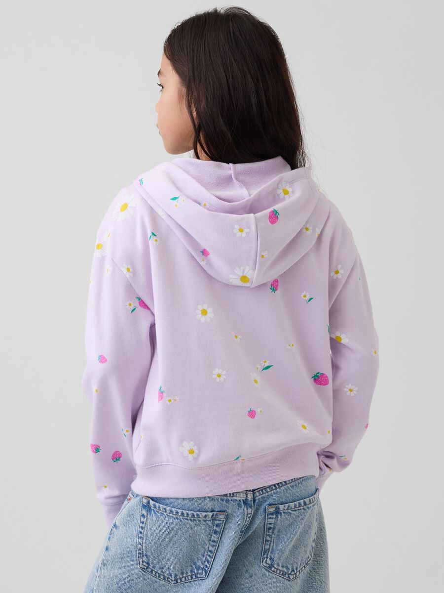 Girls' Purple Cotton Blend Sweatshirt with Floral Pattern_1