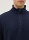 Felpa in misto cotone blu regular fit con zip a met&agrave;_3