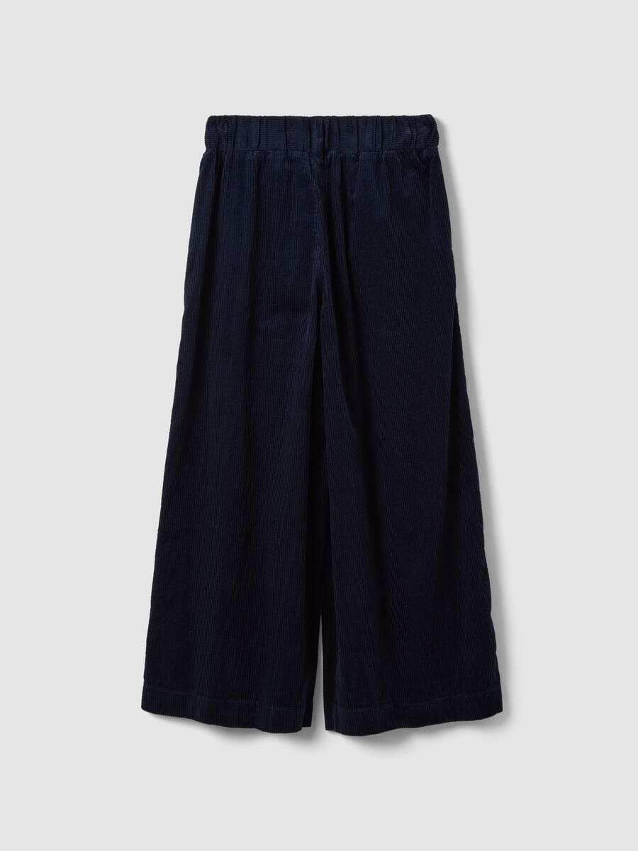 Pantaloni blu navy in puro cotone a coste regular fit_2