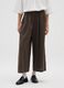 Brown wide-leg linen blend trousers_1