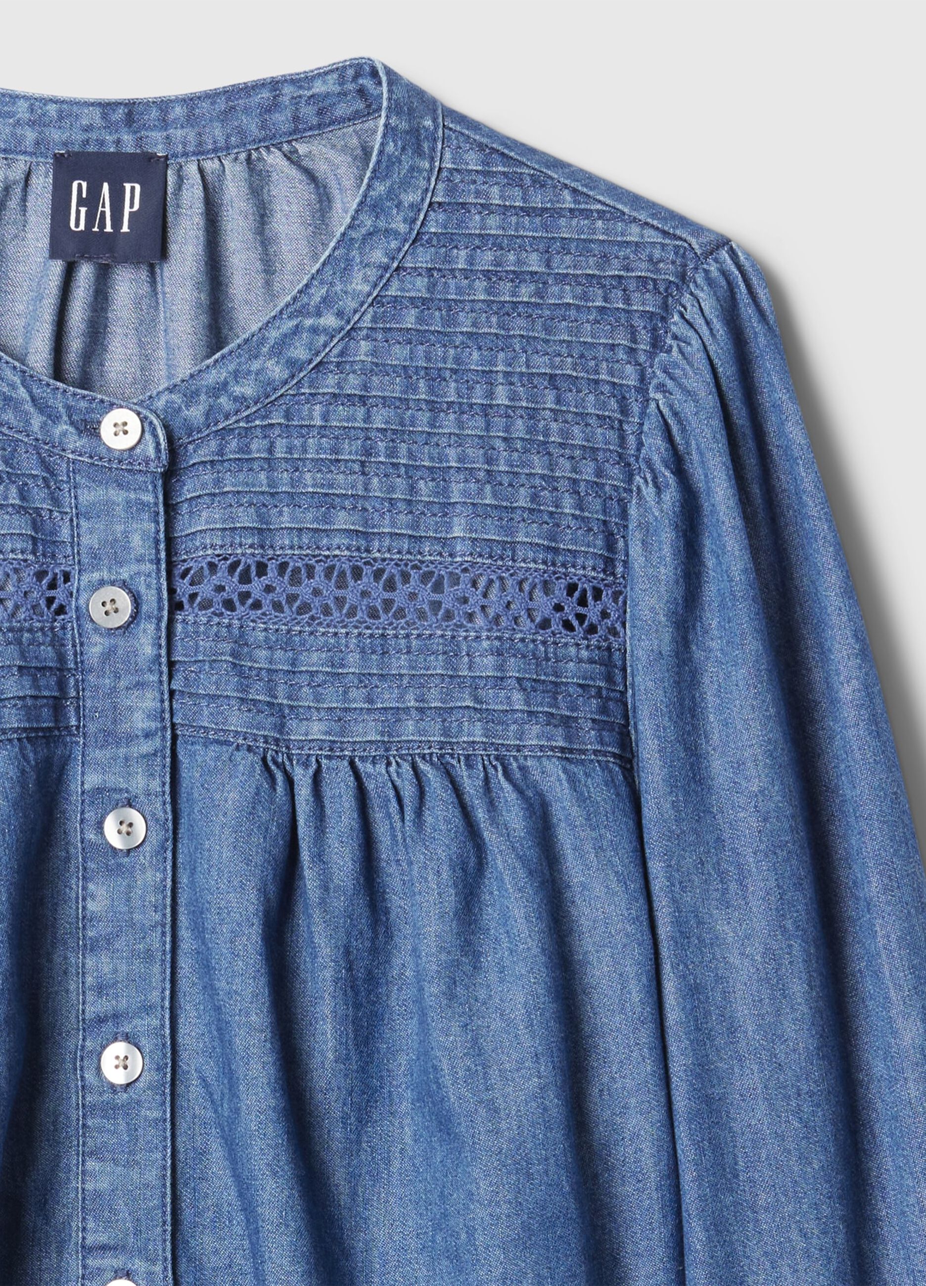 Blue Denim Shirt with Crafted Details