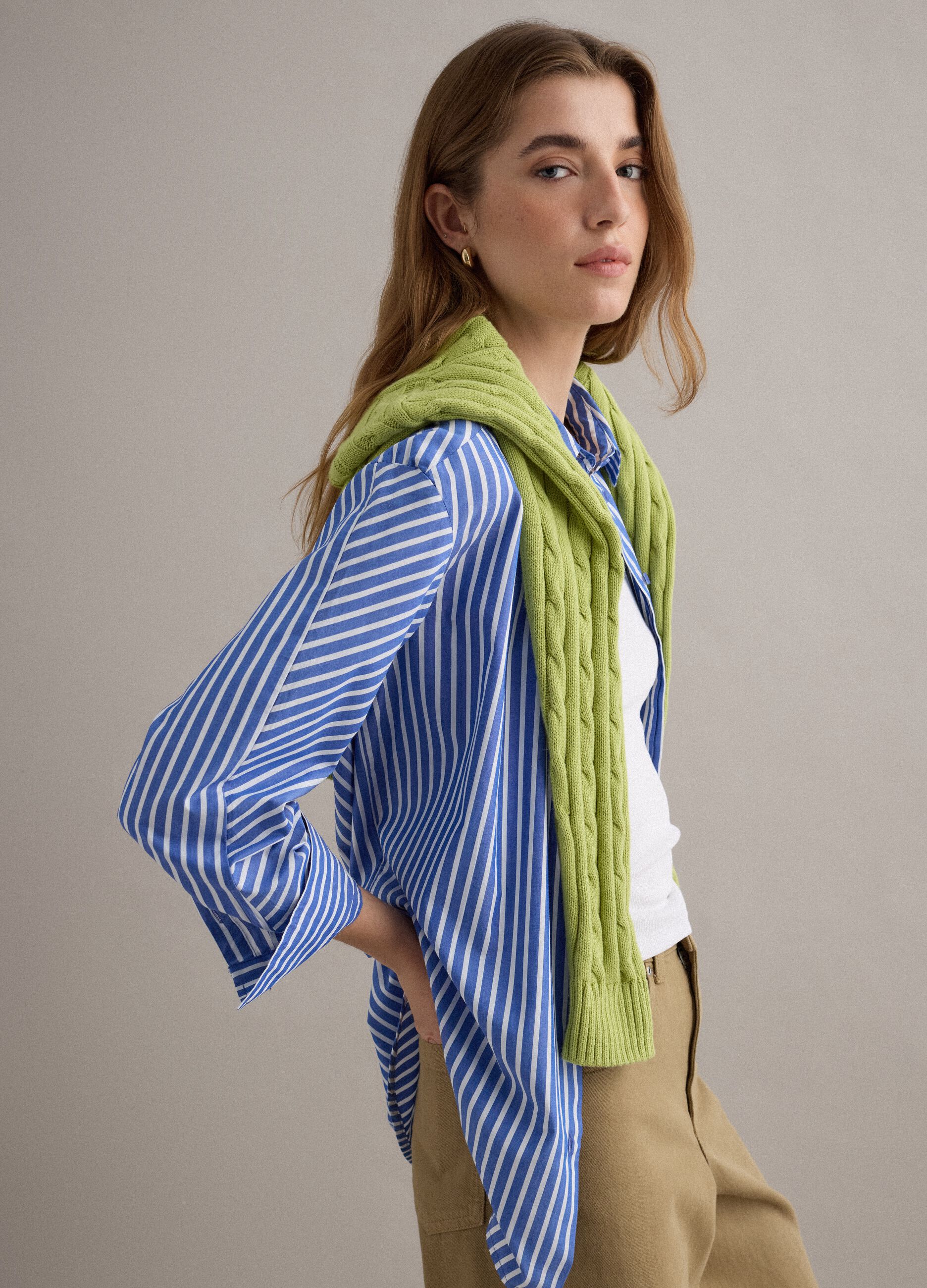 Multicolour striped regular fit pure cotton shirt with pocket