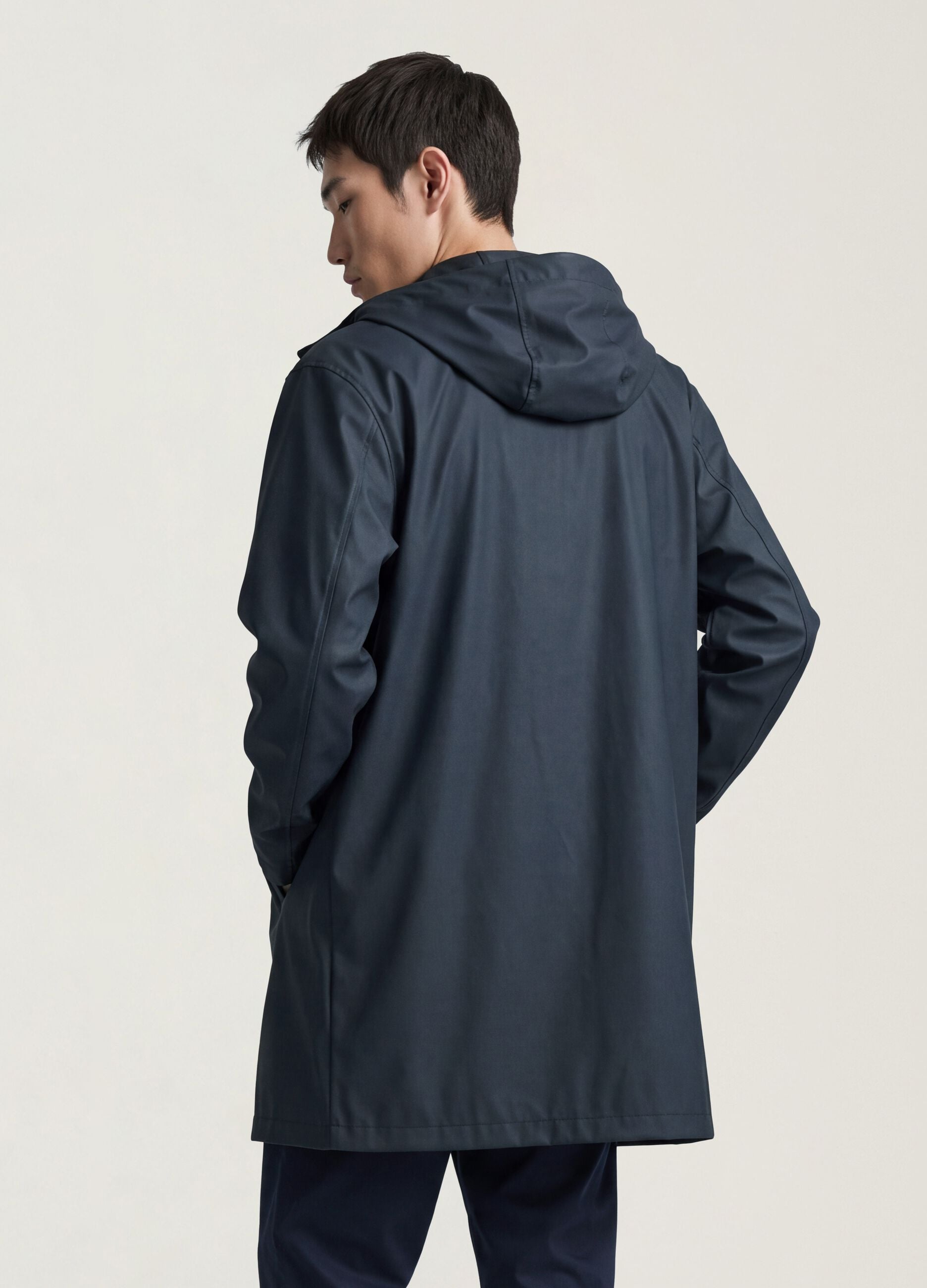 Blue regular-fit raincoat with zip