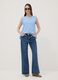 Sky-Blue Pure Cotton Blouse with Floral Embroidery, Regular Fit_1