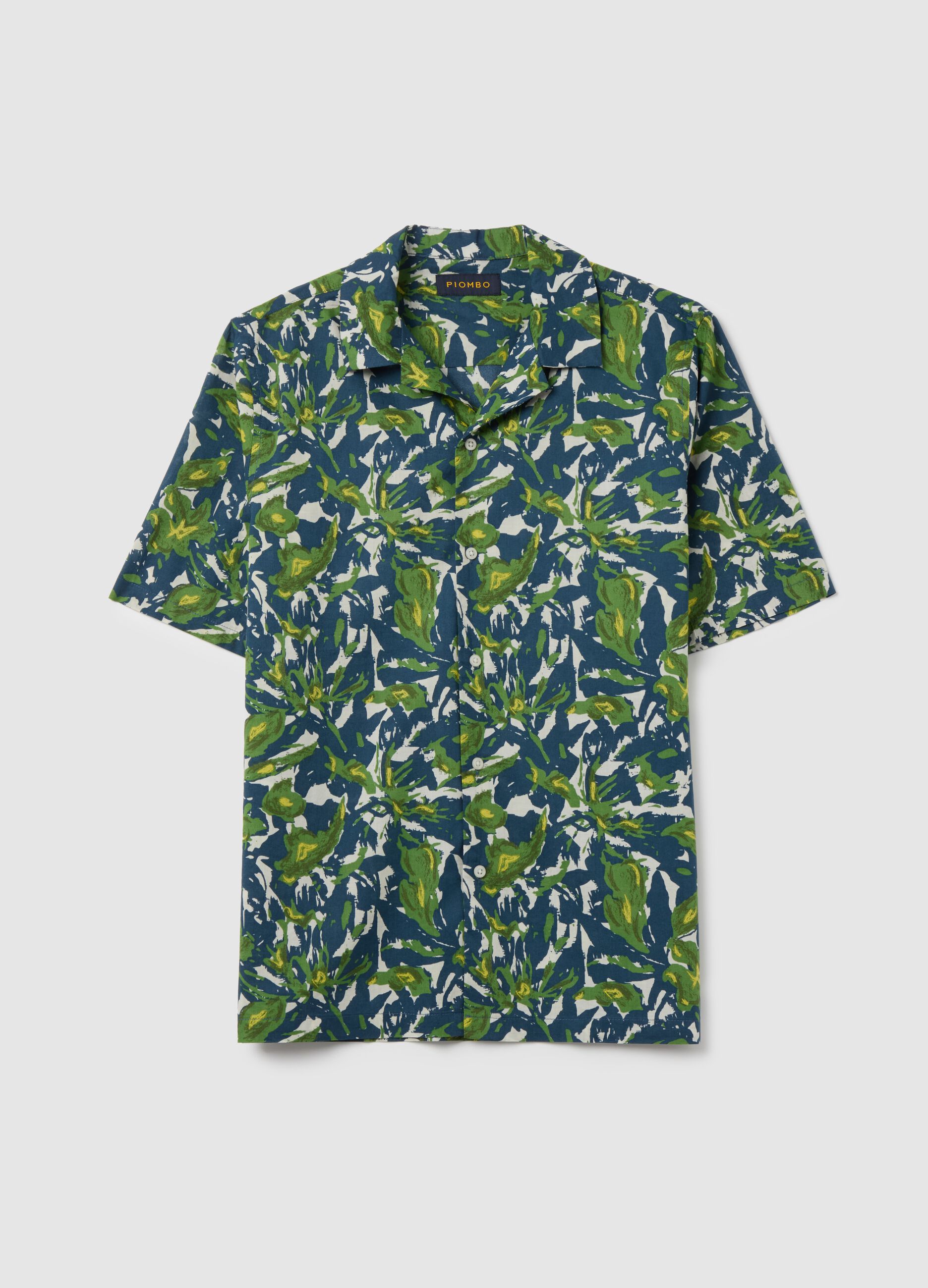 Camicia a maniche corte con stampa botanica
