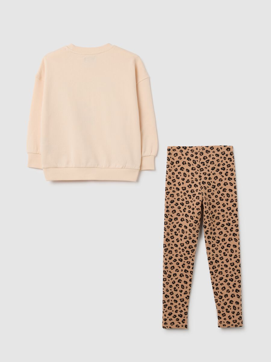 Girls' set in pure beige cotton with regular fit_1