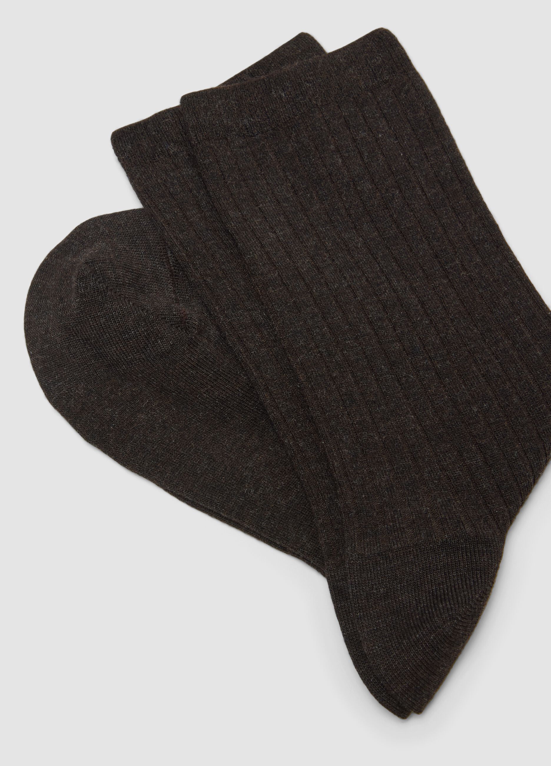 Brown stretch viscose blend knee-high socks