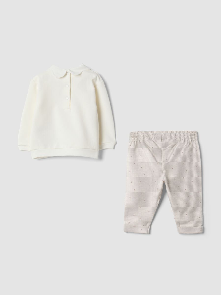 White and beige pure organic cotton set with squirrel embroidery_1
