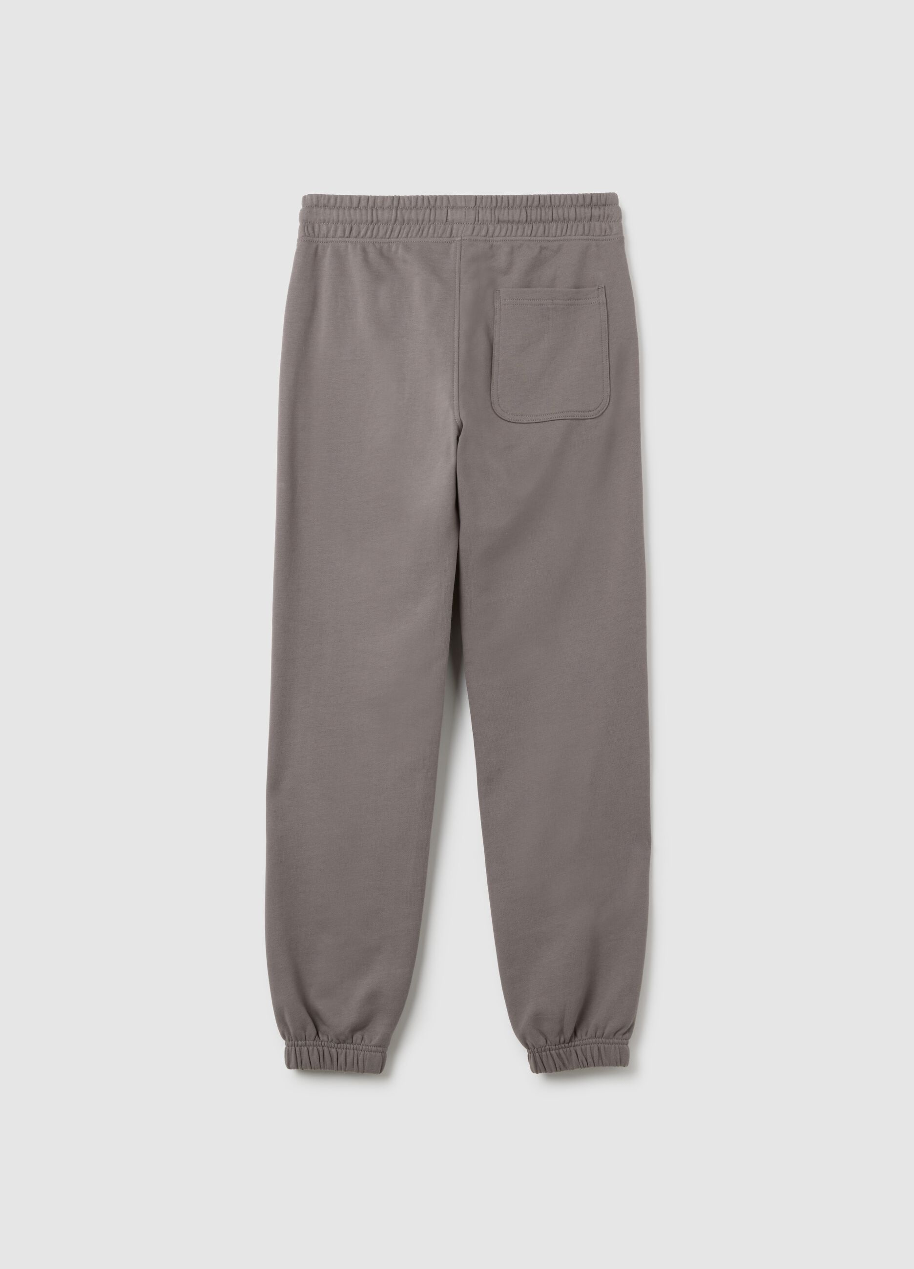 Boys' grey regular fit jogger trousers in pure cotton