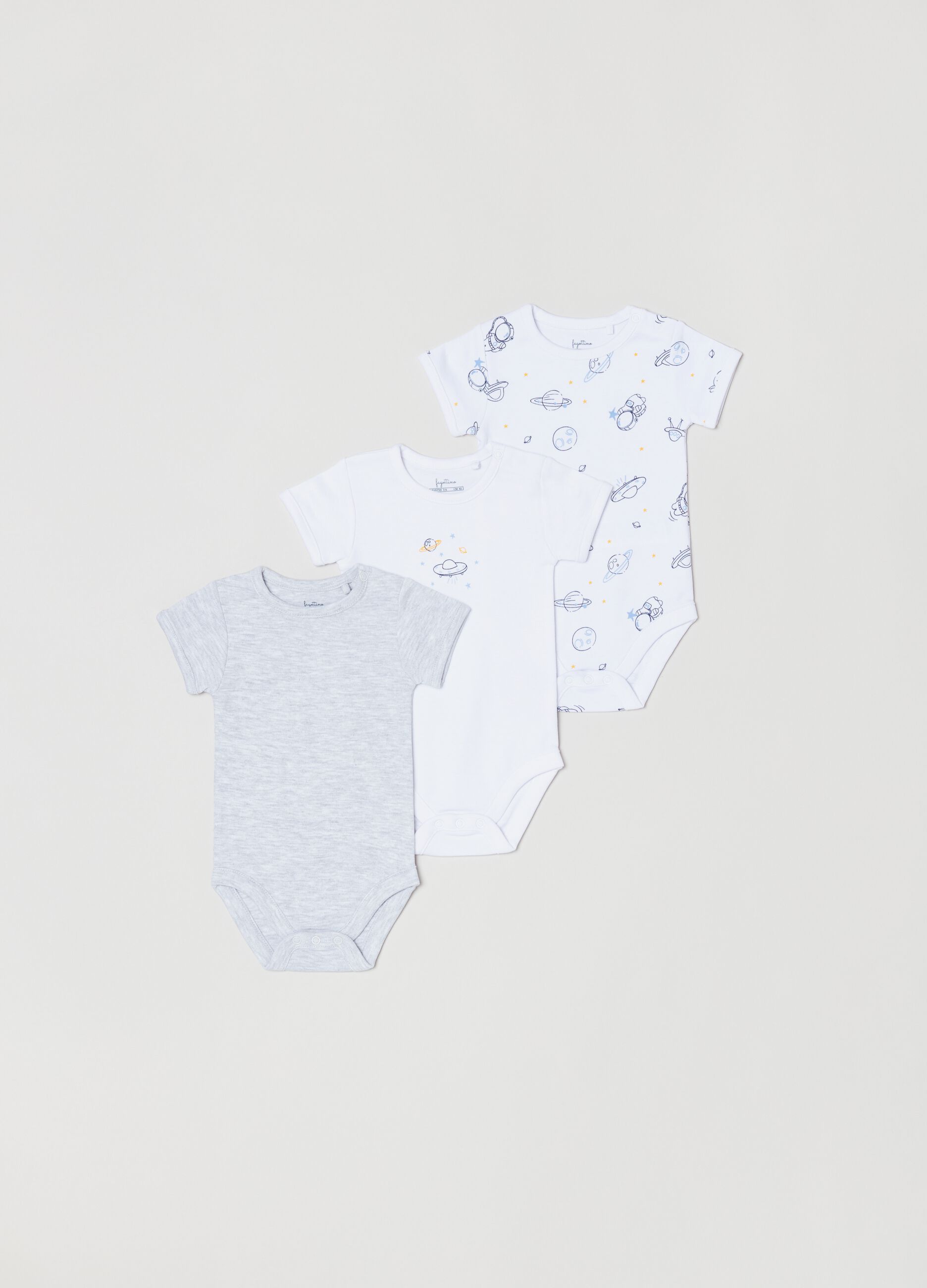 Tripack body in cotone con stampa