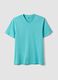 Light blue pure cotton V-neck t-shirt regular fit_4