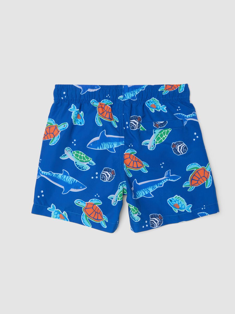 Blue boys&rsquo; swim shorts with ocean print_1
