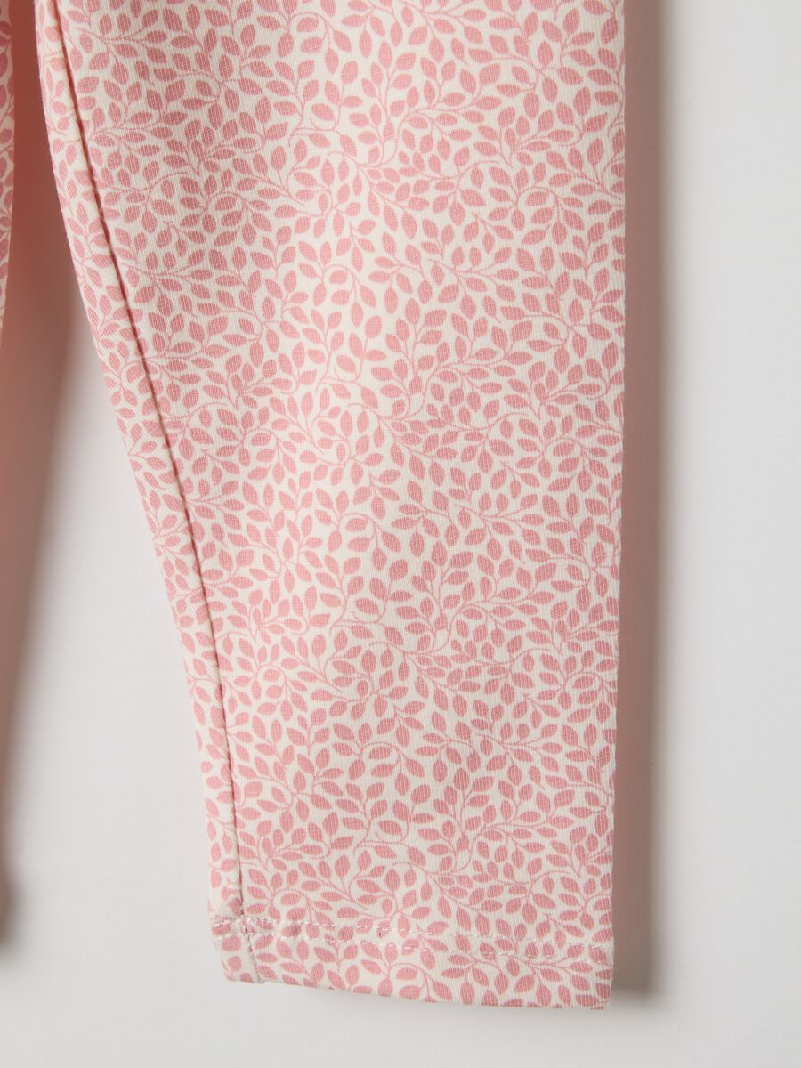 Pink Slim Fit Cotton Stretch Leggings for Girls_3