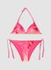 Girls&rsquo; pink floral triangle bikini in stretchy fabric_0