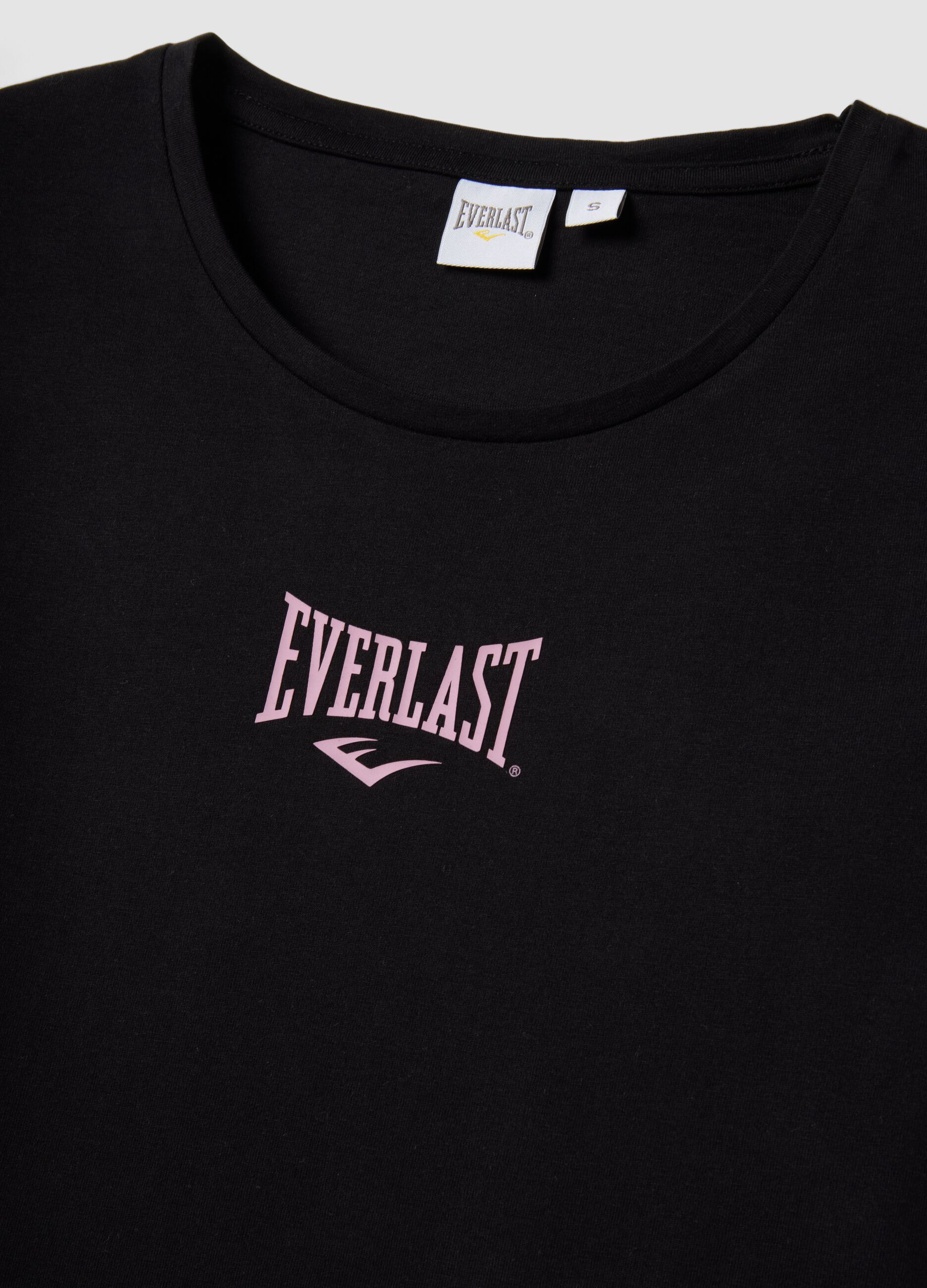 Black pure cotton regular fit T-shirt with logo