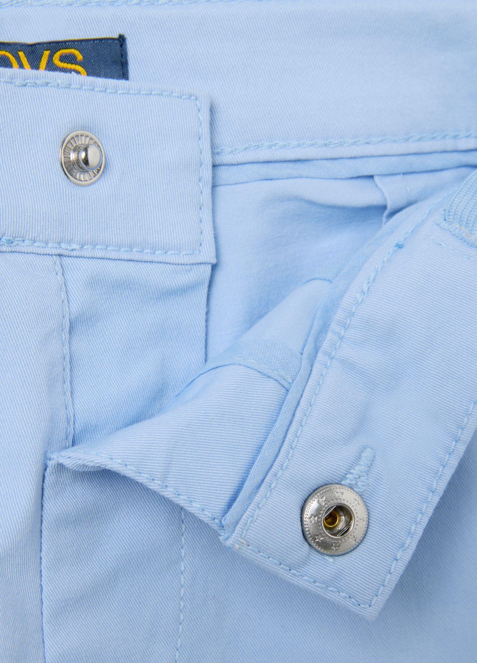 Children's blue stretch cotton shorts regular fit with embroidery