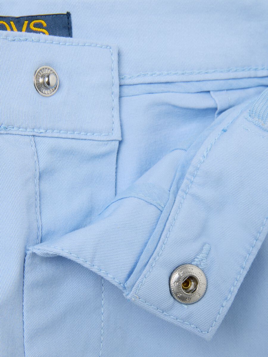Children's blue stretch cotton shorts regular fit with embroidery_2