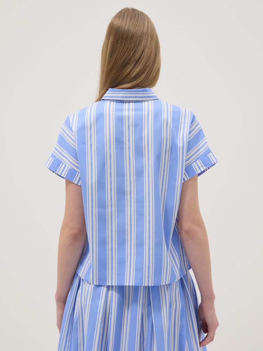 Blue striped pure cotton shirt_3