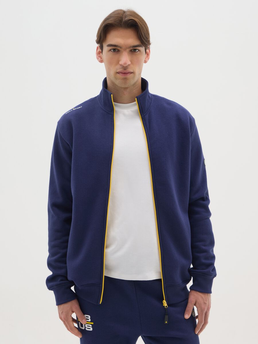 Children's blue cotton blend sweatshirt with zip_0