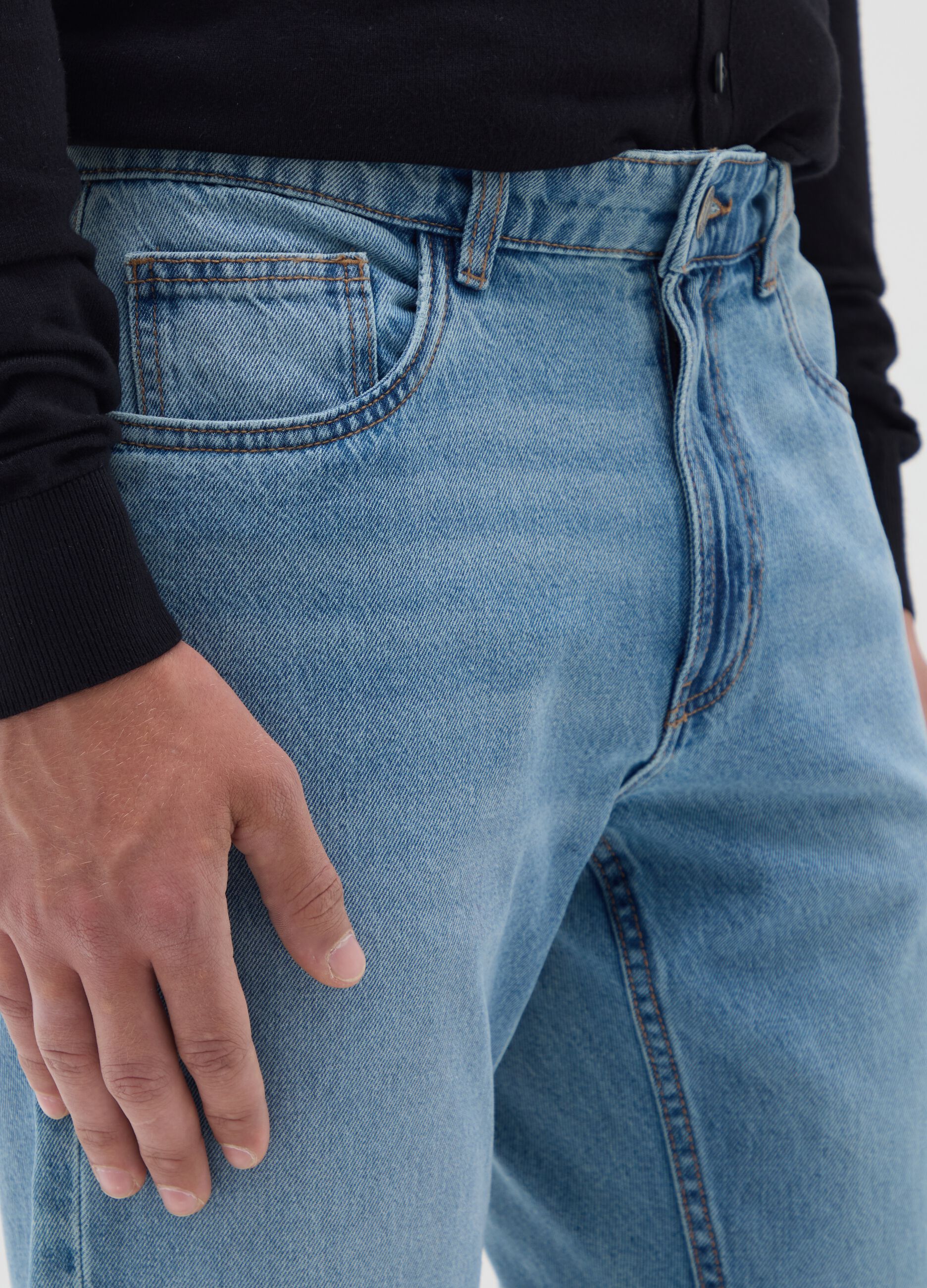 Men's pure cotton blue regular fit jeans
