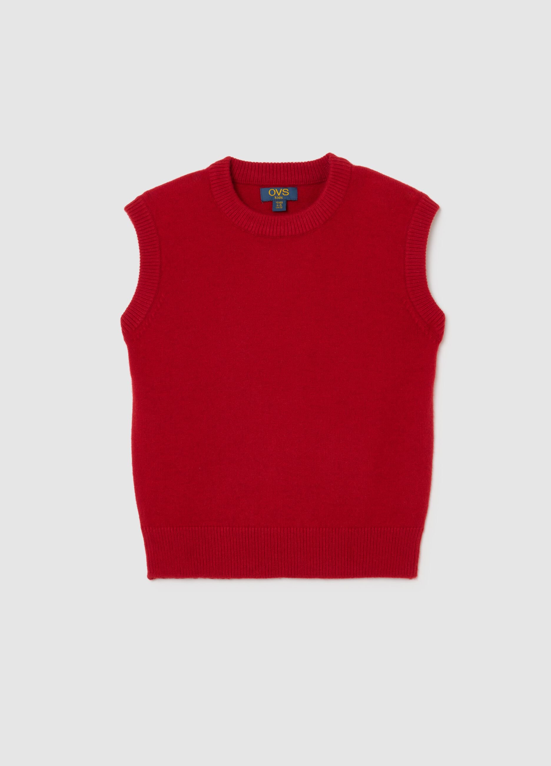 Gilet girocollo rosso da bambino regular fit senza maniche