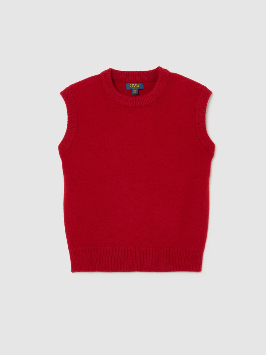 Gilet girocollo rosso da bambino regular fit senza maniche_0
