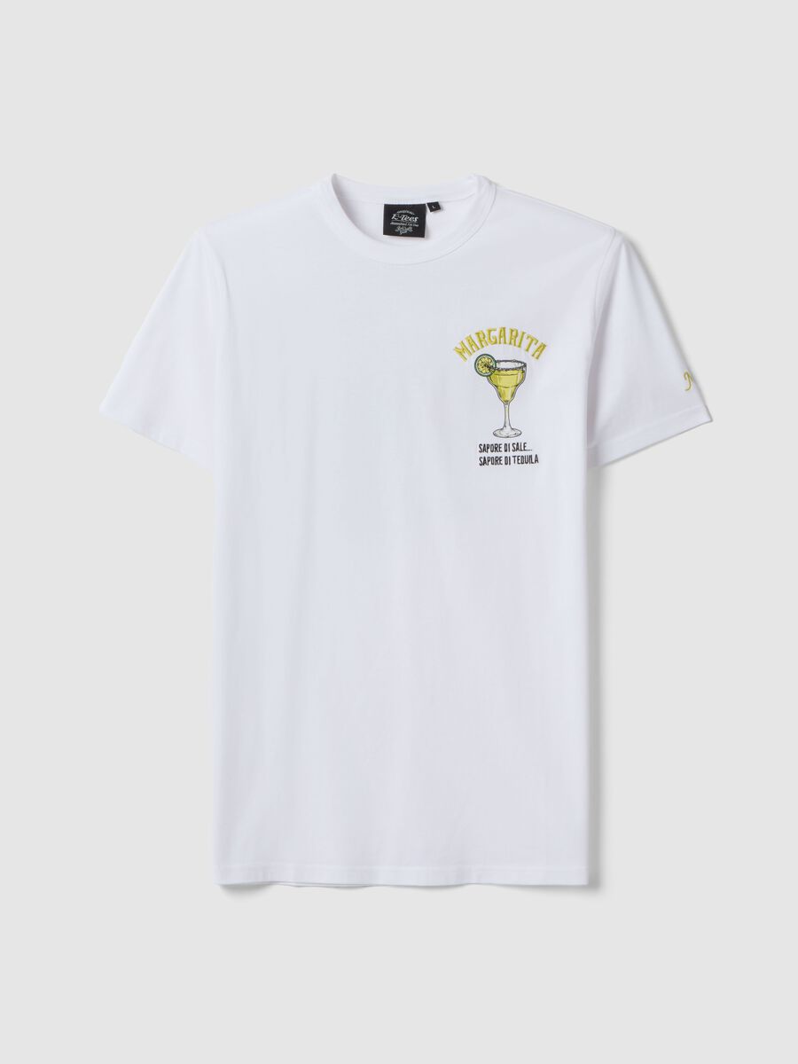 White pure cotton regular fit T-shirt with Margarita print_4