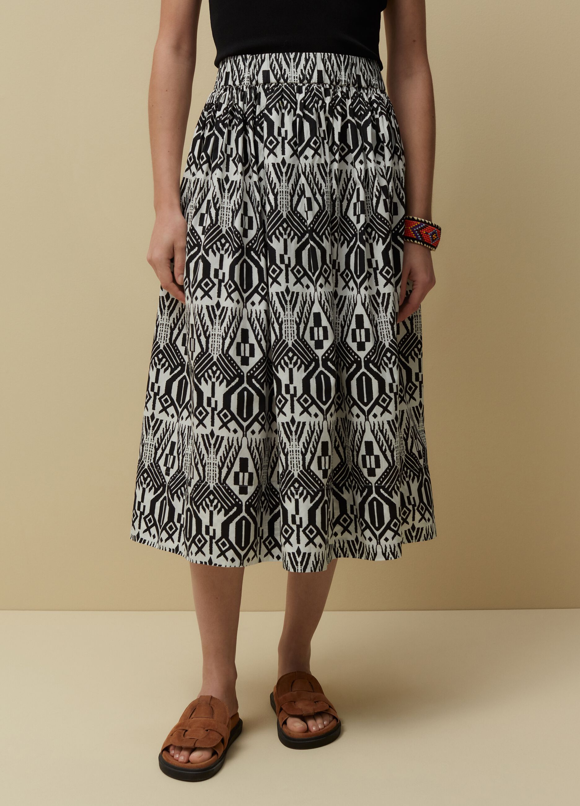 Cotton skirt with heritage print
