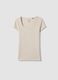 Beige fitted stretch-cotton T-shirt with square neckline_4
