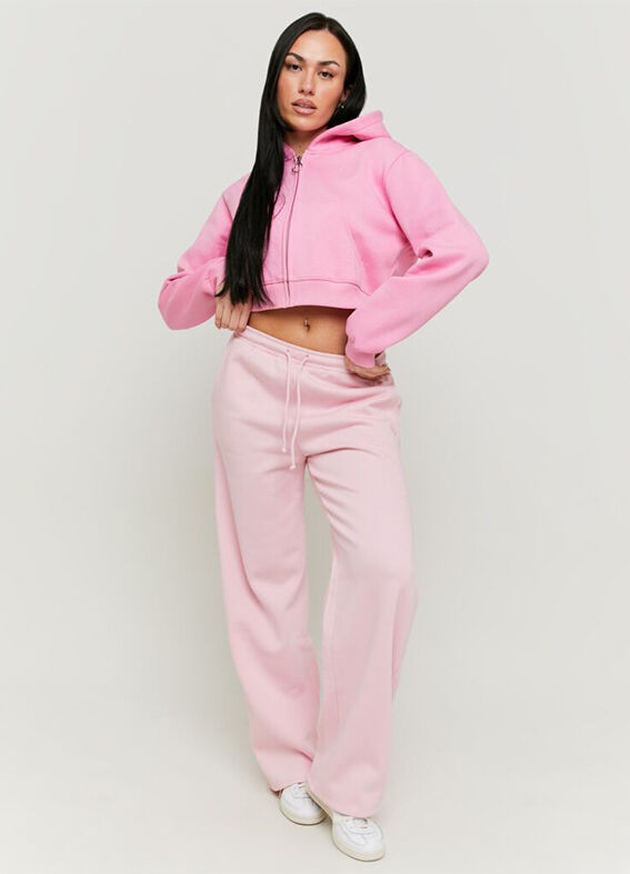 Women's pink cotton-blend cropped sweatshirt
