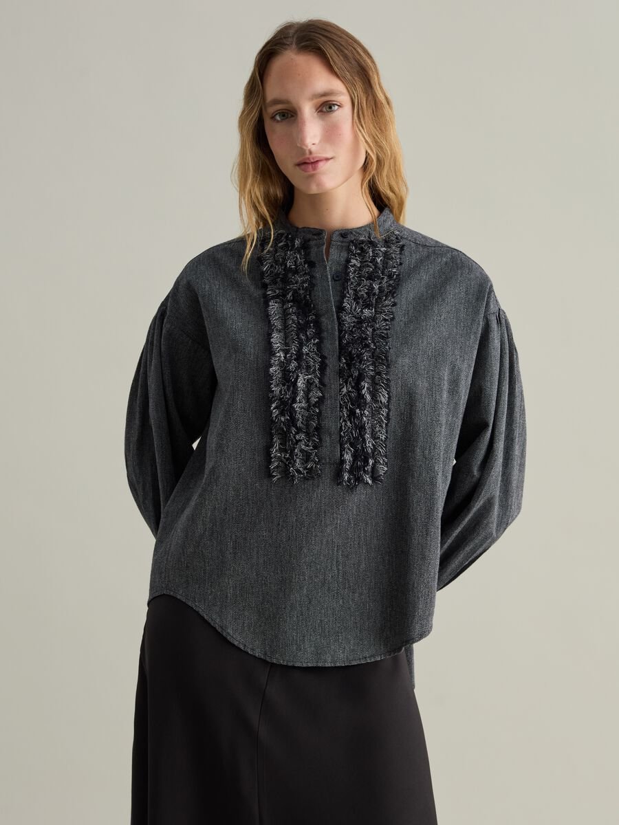 Contemporary blouse with fringed details_0