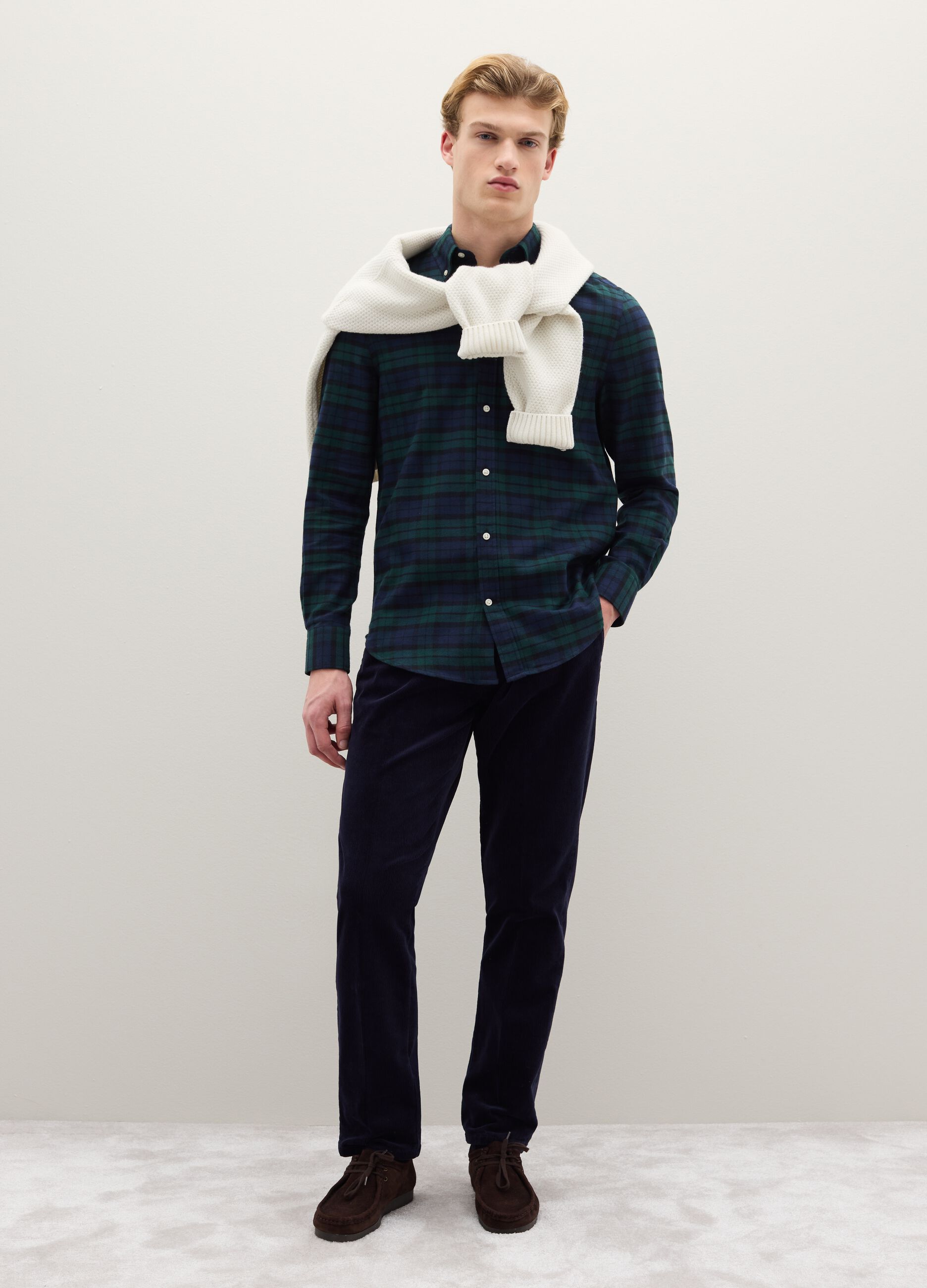 Multicolour Check Shirt in Pure Cotton and Flannel Regular Fit