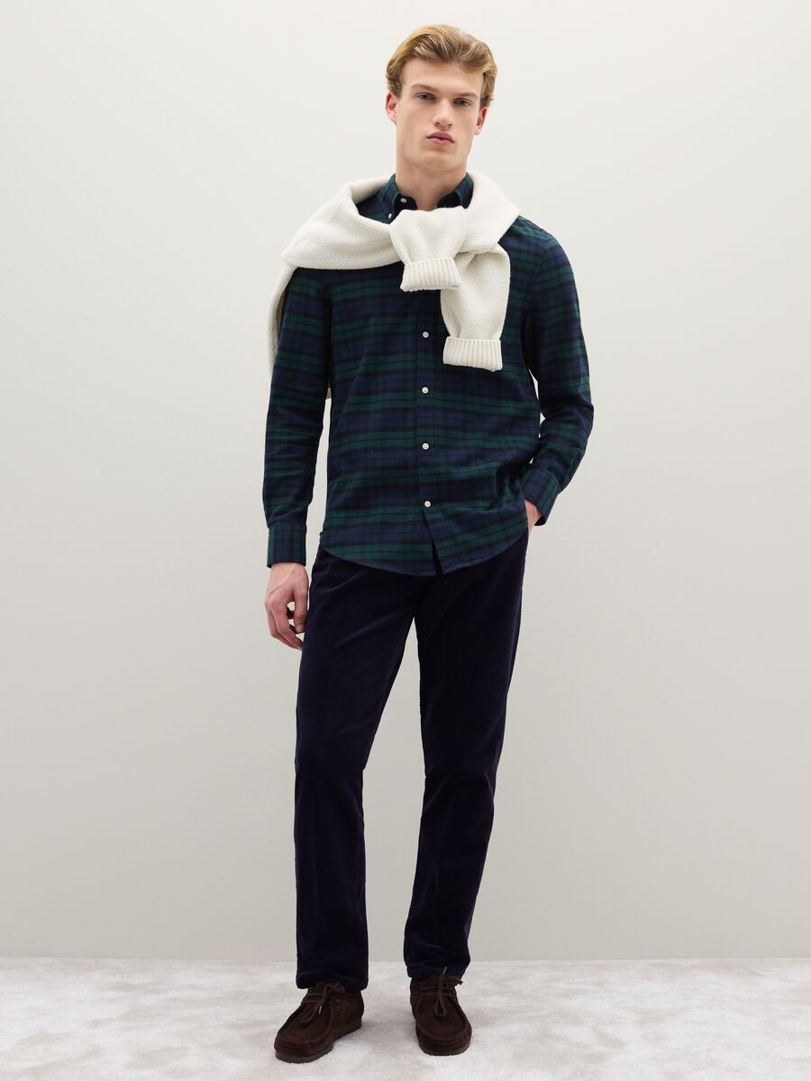 Camicia a quadri multicolor in puro cotone e flanella regular fit_1